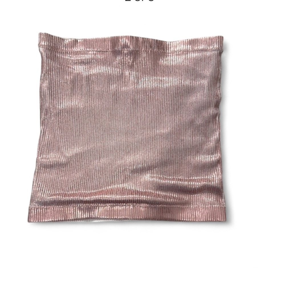 Free People Metallic Blush Ribbed Strapless Cami-large
